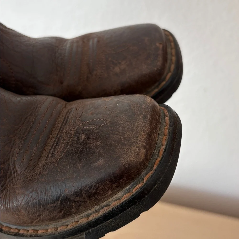 Ariat Youth Brown Workhog Bruin Western Boots Cowboy Square Toe Leather